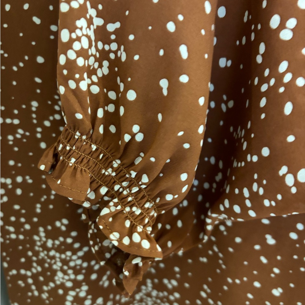 Monday Fun Rust Colored Dotted Blouse